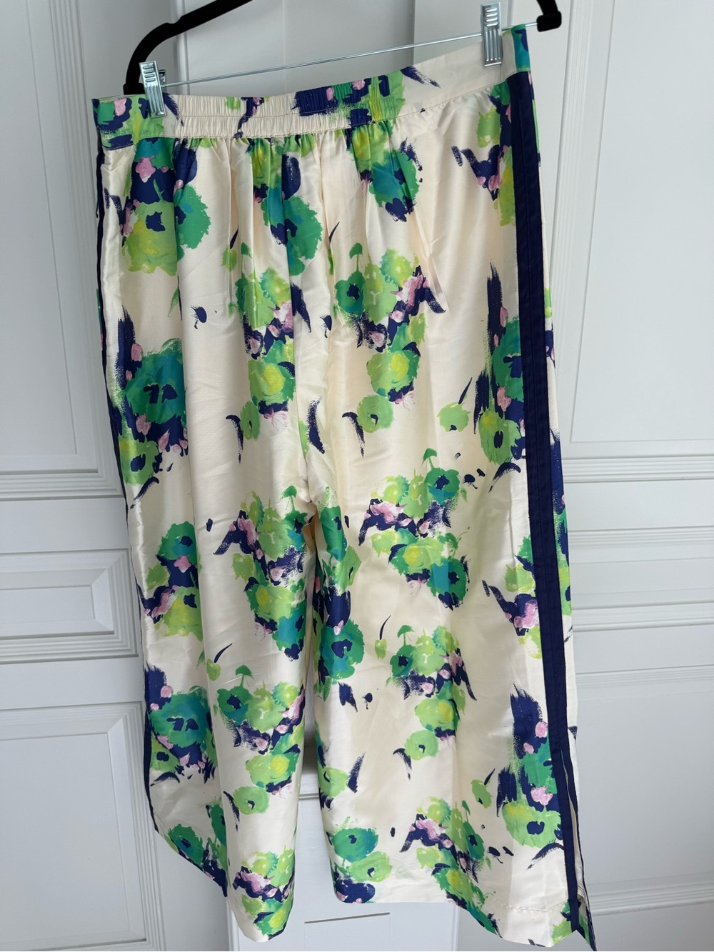 Frances Valentine Floral Silk Pants in Cream, Green, Navy size 14 NWT - Picture 5 of 7